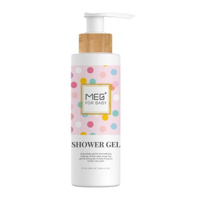 MEG+ Baby Shower Gel with herbal infusion with Botanical & Aloe Extract | Paraben free sulfate free Tear free | Plant-based formula | Gentle on newborn scalp & skin | Natural Ingredients | Lavender Oil Dandelion Extract 8oz 240 ml