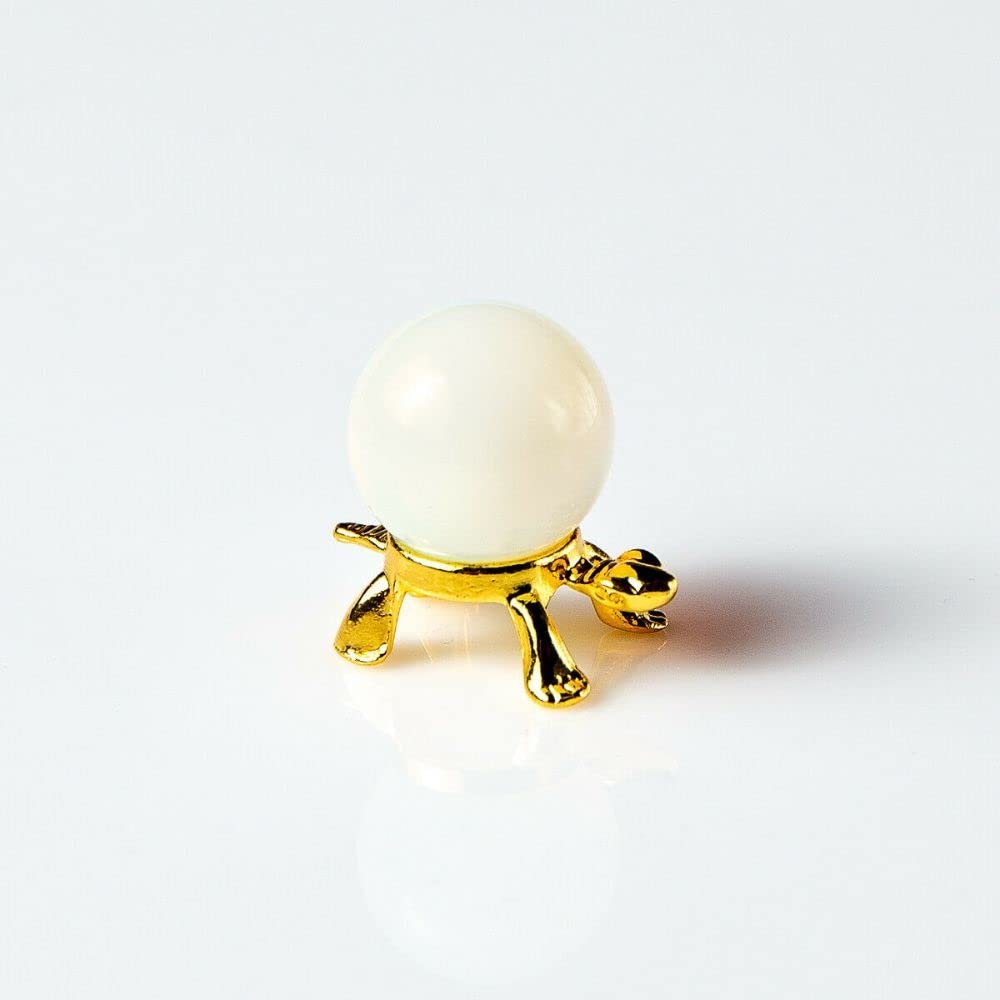 1 Opalite Gemstone 20mm Sphere On Gold Turtle Stand Gem Massage Ball Marble