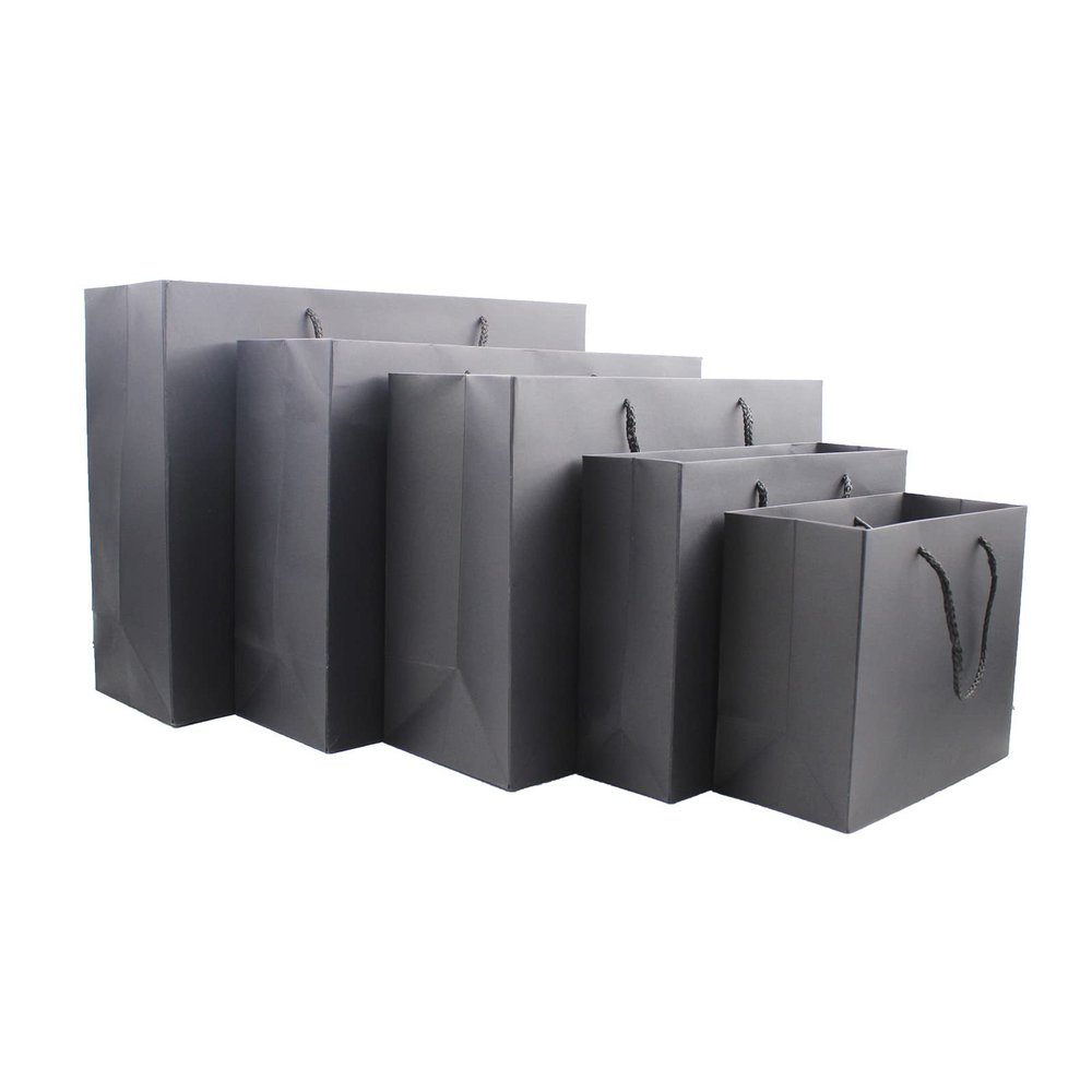 20pcs SAFYY Black Paper Present Bags with Handles - Heavy Duty Lunch & Shopping Kraft Bags (32x11.5x28cm/12.6x4.5x11'')