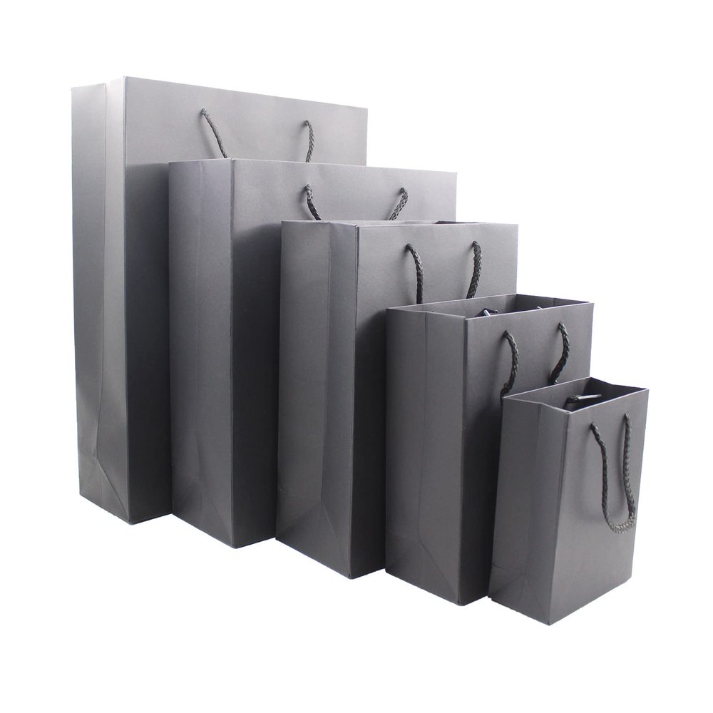 20pcs Paper Bags with Handle, Black Paper Gift Present Bags with Handles, Heavy Duty Lunch Bags, SAFYY Goody Bag, Favor Bags, Party Bags,Handle Bags,Wedding Bags,Shopping Bags,Kraft Bags,Retail Bags (30x10x40cm/11.8x3.9x15.7'')