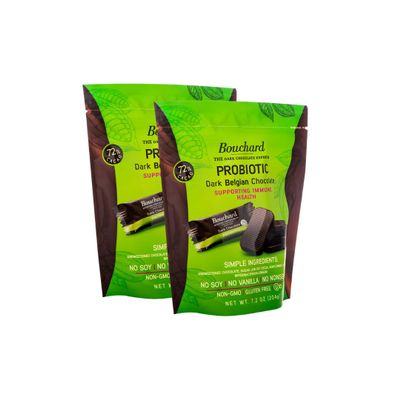 Bouchard Probiotic Dark Belgian Chocolate (72% Cacao) | Individually Wrapped in Resealable Bag | No Soy, No Vanilla, No Nonsense | Non-GMO, Gluten Free, OU-D Kosher