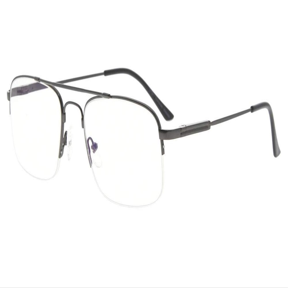 Eyekepper Transparent Lens UV Protection Half-Rim Reading Glasses Memory Titanium Frame Radiation Protection