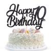 10th Birthday Decorations 10 Years Blessed & Loved Cake Topper for 10th Birthday, Wedding Anniversary Party Decorations Black Glitter view 1
