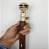 Brass Skull Head Handle Wood Walking Stick Cane Nautical Style 3 Part Easily Open Vintage view 4