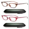 EYE ZOOM 2 Pack Ladies Cat Eye Reading Glasses for Women, Tortoise Brown and Wine Red +1.75 view 2