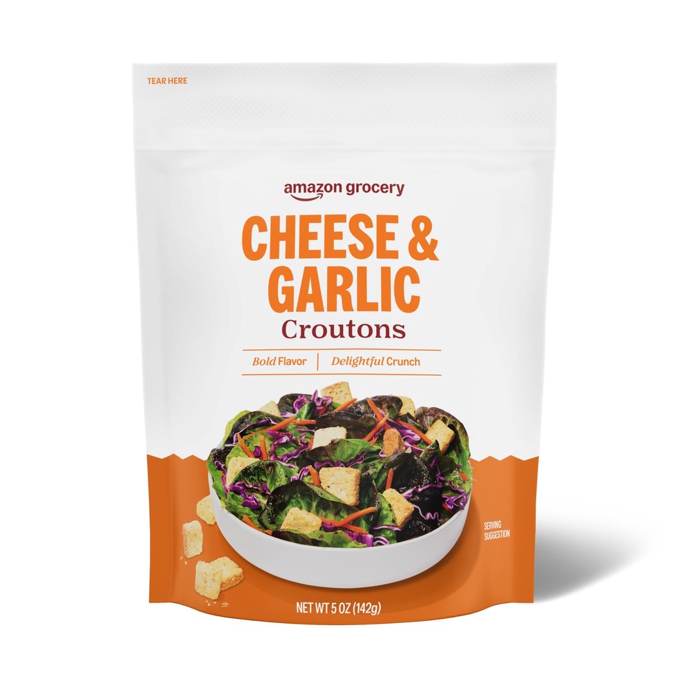 Amazon Grocery, Cheese & Garlic Croutons, 5 Oz (Previously Amazon Fresh, Packaging May Vary)