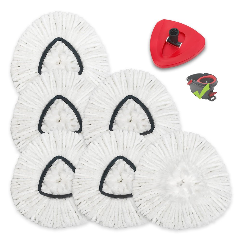 6 Pack Mop Heads Replacements for O-Cedar, Compatible with O Ceda EasyWring Spin Mop Replace Refills for Ocedar, Deep Cleaning Machine Washable and Easy-to-Replace