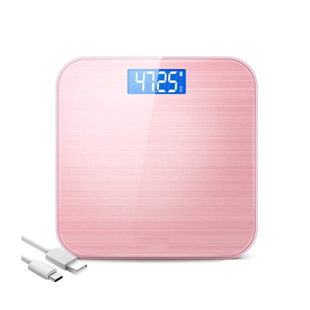 Bathroom Weight Scales Household High Accuracy Tempered Glass Digital Scale Kitchen Bathroom Scale Body Weight Scale USB Charging Scale Highly Accurate Fat Scale (Color : Rose Gold)