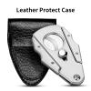 CIGARMALL Cigar Cutter Stainless Steel, Double Sharp Blade Safe Cut Cutter, Lock Leather Protective Cover Guillotine with Gift Box(Silver) view 2