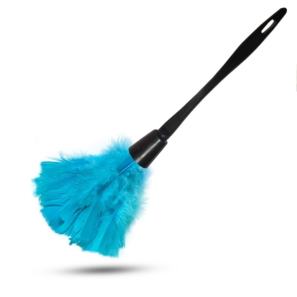 14 Inch Turkey Feather Duster  Lightweight Cleaning Brush for Home, Office, Furniture, Blinds, and ElectronicsBlue
