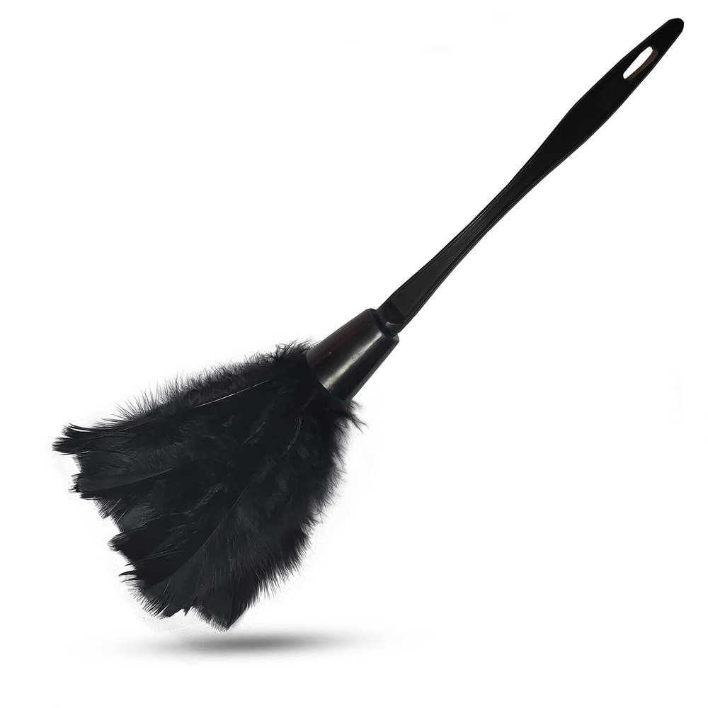 14 Inch Turkey Feather Duster  Lightweight Cleaning Brush for Home, Office, Furniture, Blinds, and ElectronicsBlack
