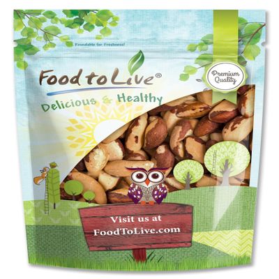 Food to Live - Dry Roasted Brazil Nuts with Himalayan Salt, 4 Pounds  Oven Roasted, Lightly Salted, No Oil Added, Whole. Vegan, Kosher, Bulk.