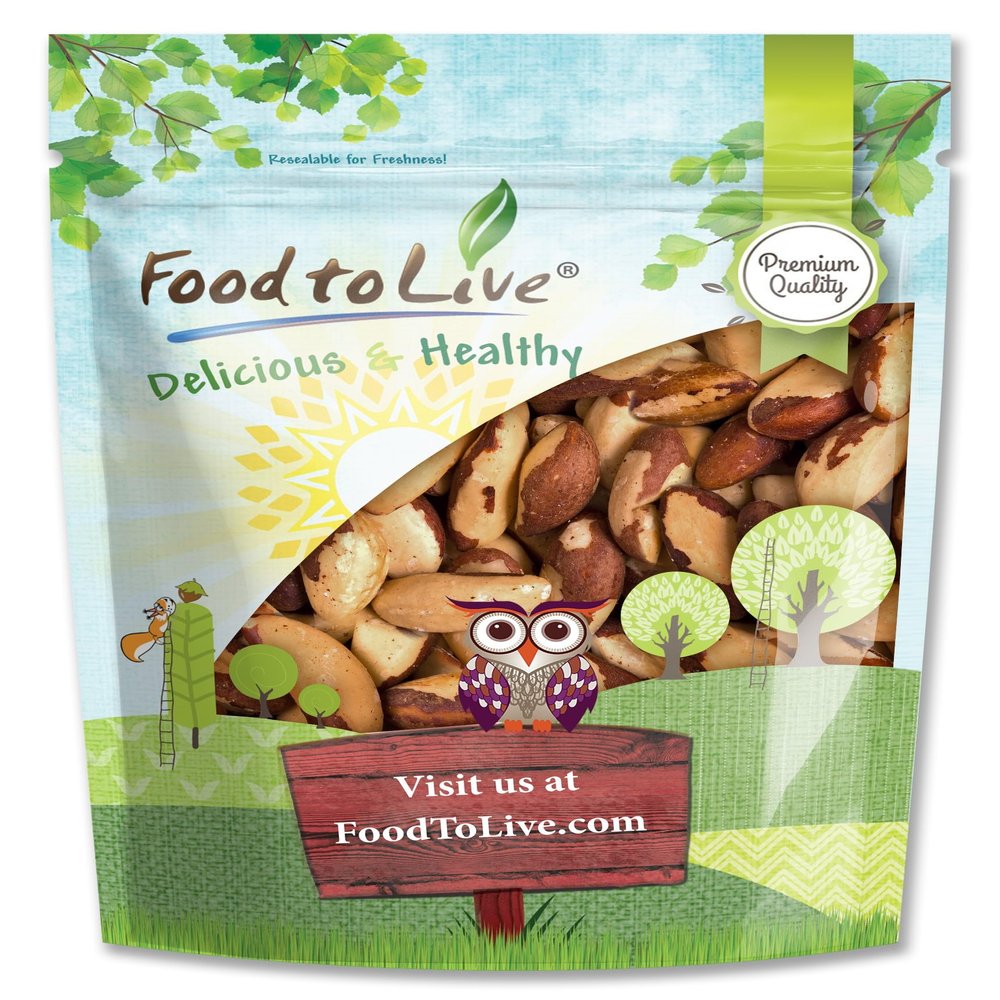 Food to Live - Dry Roasted Brazil Nuts with Himalayan Salt, 4 Pounds  Oven Roasted, Lightly Salted, No Oil Added, Whole. Vegan, Kosher, Bulk.