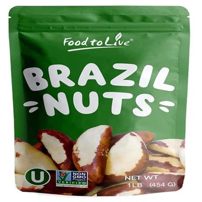 Food to Live - Dry Roasted Brazil Nuts with Himalayan Salt, 1 Pound  Oven Roasted, Lightly Salted, No Oil Added, Whole. Vegan, Kosher, Bulk.