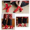 Chinese New Year Red Socks, Autumn Winter Embroidery Warm Men's Women's Cotton Socks, for Spring Festival Wedding, 5 Pairs (Color : RED, Size : 35-44) view 3