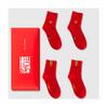 Chinese New Year Man's Red Socks, Embroidered Autumn Winter Sports Socks and Zodiac Socks, Best Spring Festival Gift, 4 Pairs (Color : Red-9, Size : 39-44) view 1