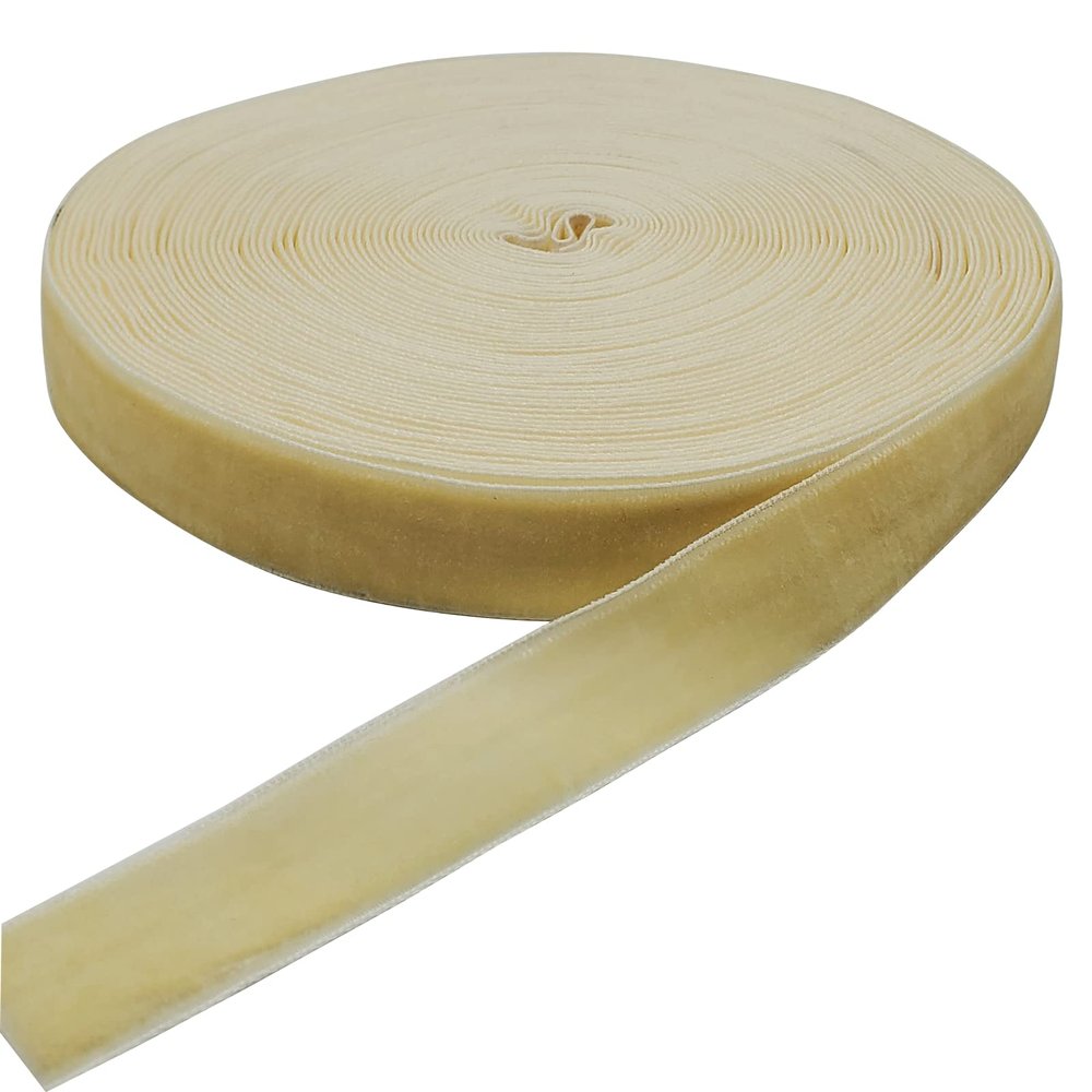 15 Yards Beige Velvet Ribbon Spool, for Wedding, Gift Wrapping, Hair Bows, Home Decorating (3/4in, Beige)