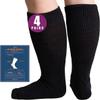 Bulinlulu Extra Width Socks for Swollen Feet-4 Pairs Bariatric Hospital Lymphedema Diabetic Socks for Women Men 13-15-2 Black+2 White view 1