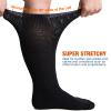Bulinlulu Extra Width Socks for Swollen Feet-4 Pairs Bariatric Hospital Lymphedema Diabetic Socks for Women Men 13-15-2 Black+2 White view 3