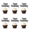 Arthsdite 24pcs Happy Anniversary Cupcake Toppers Black Glitter Anniversary Cupcake Picks Baby Shower Birthday Wedding Anniversary Party Cake Decorations Supplies view 1