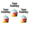 Arthsdite 24pcs Happy Anniversary Cupcake Toppers Black Glitter Anniversary Cupcake Picks Baby Shower Birthday Wedding Anniversary Party Cake Decorations Supplies view 2