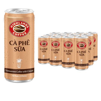 Highlands Coffee C PH SA 7.9 oz Can Bundle (6/12/24 Count) - Premium Iced Milk Coffee with Condensed Milk (Pack of 12)