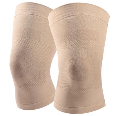 Knee Compression Sleeves, 1 Pair, Can Be Worn Under Pants, 20-30mmHg Strong Support Knee Brace for Unisex, Knee Support for Meniscus Tear, Arthritis, Pain Relief, Injury Recovery, Daily Wear,Beige 3XL