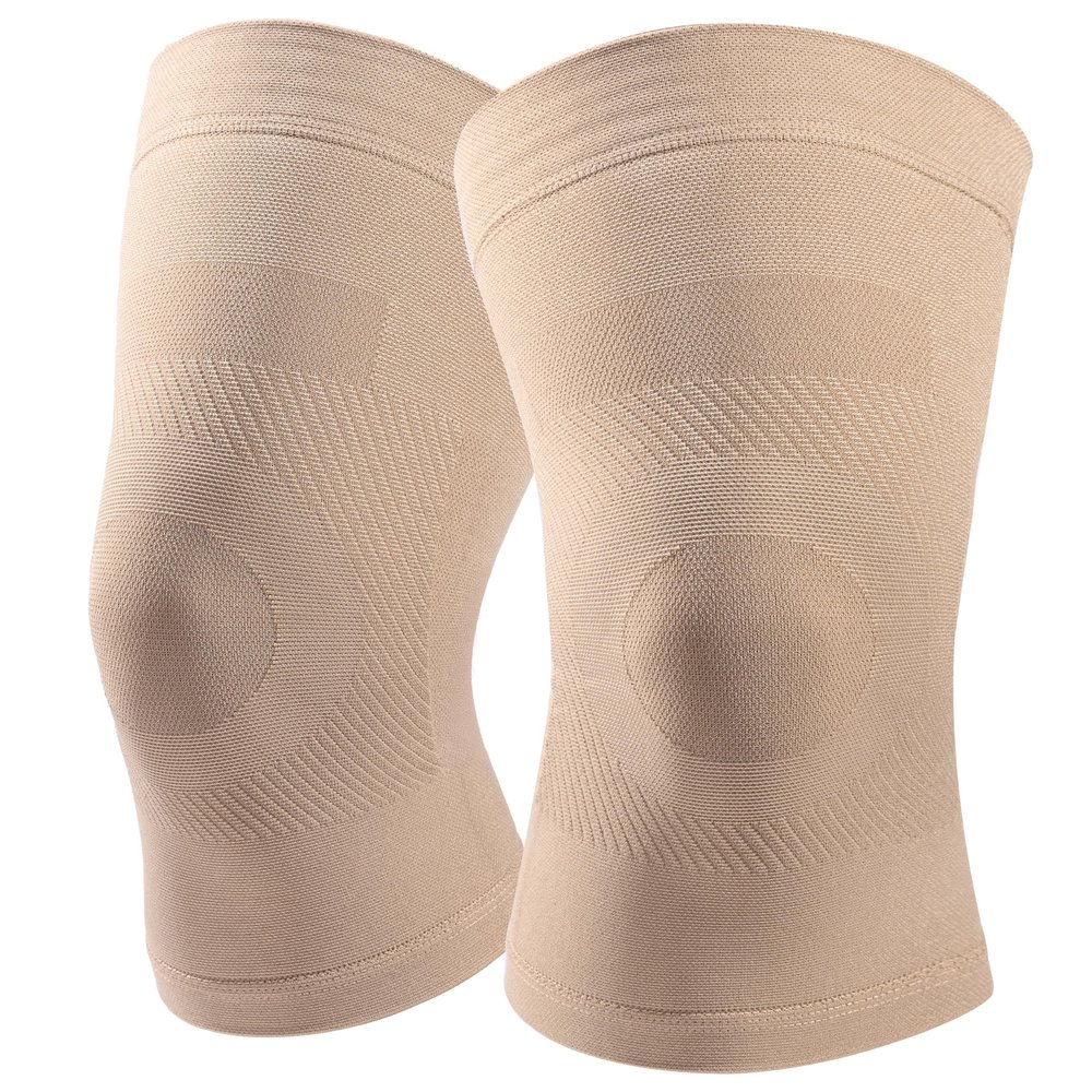 Knee Compression Sleeves, 1 Pair, Can Be Worn Under Pants, 20-30mmHg Strong Support Knee Brace for Unisex, Knee Support for Meniscus Tear, Arthritis, Pain Relief, Injury Recovery, Daily Wear,Beige 3XL