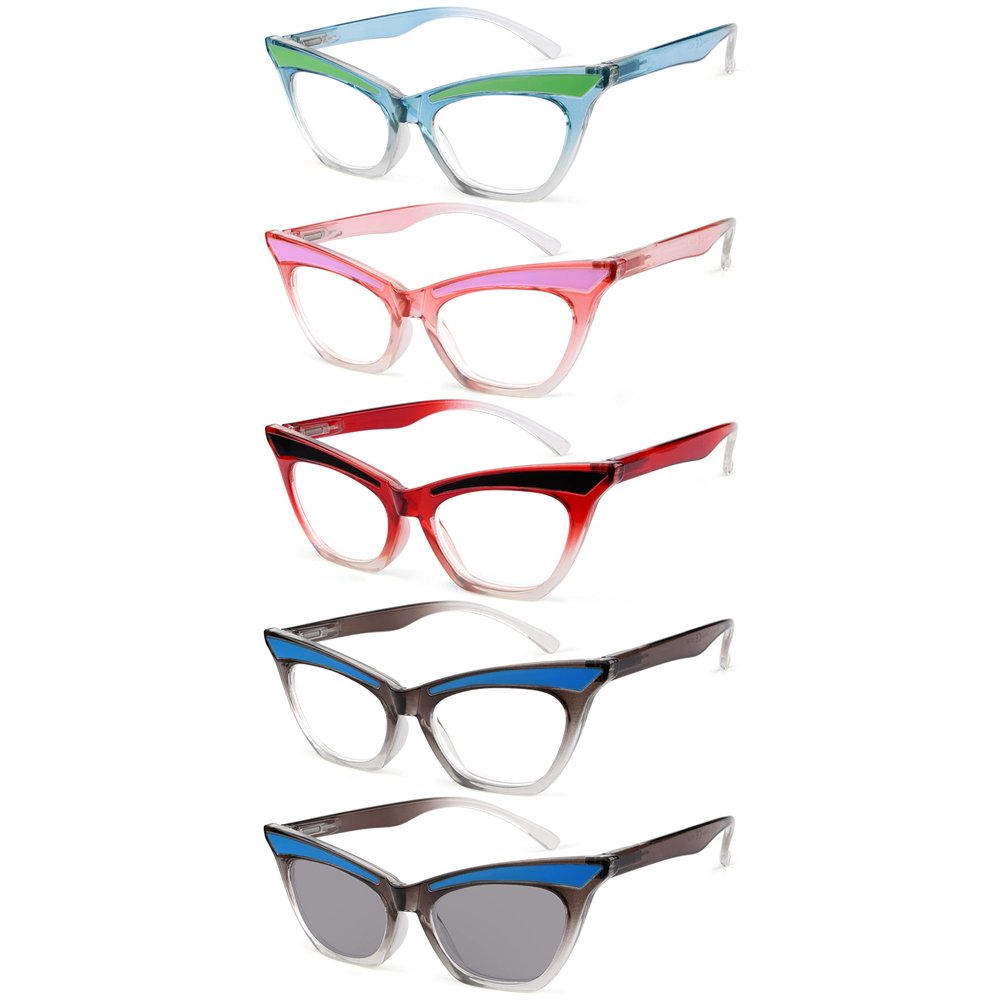 Eyekepper 5-pack Cat Eye Reading Glasses Cute Reader for Women +3.5