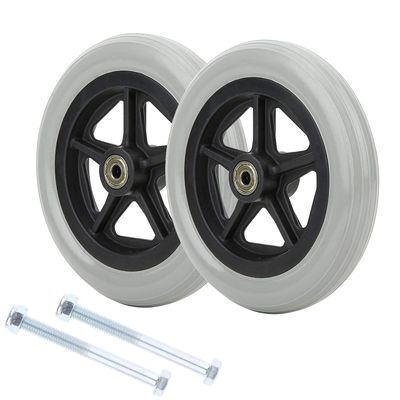 LIGUOYI Wheelchair Wheel Replacement 2 Pcs Anti-Slip Front Castor Wheels 6inch 7inch 8inch Wheelchair Wheels 5/16" (8 Mm) Bearing, Wear-Resistant and Non-Slip, Replacement Rollator Accessories