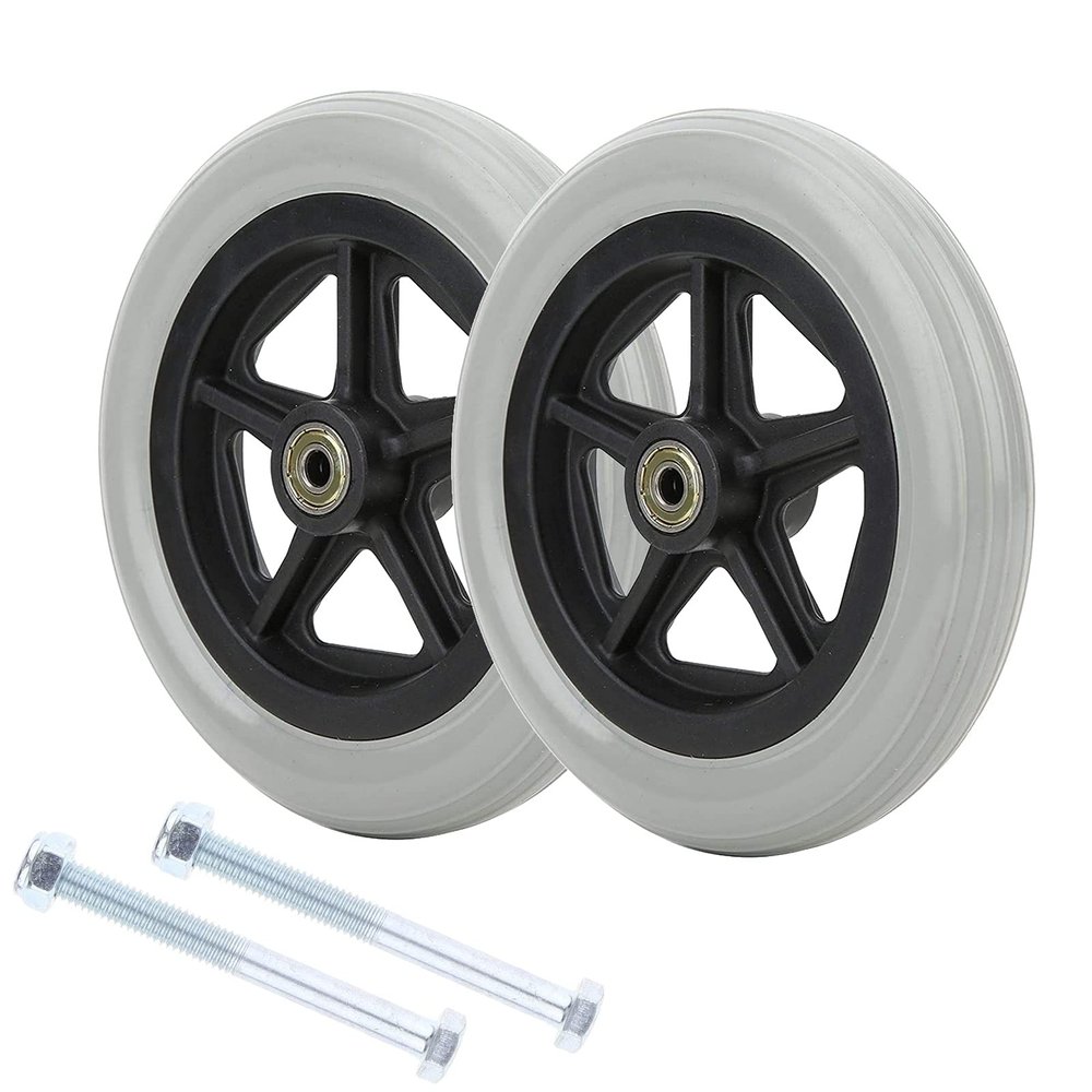 LIGUOYI Wheelchair Wheel Replacement 2 Pcs Anti-Slip Front Castor Wheels 6inch 7inch 8inch Wheelchair Wheels 5/16" (8 Mm) Bearing, Wear-Resistant and Non-Slip, Replacement Rollator Accessories