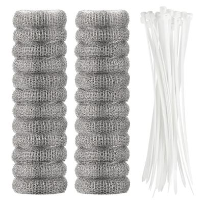 24 Pieces Lint Traps Washing Machine Stainless Steel Lint Snare Traps Laundry Mesh Washer Hose Filter with 24 Pcs Cable Ties