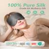 BeeVines 100% Real Mulberry Silk 2 Pack Sleep Mask, Pure Silk Eye Masks with Adjustable Strap for Sleeping, 100% Block Light Eye Shade Cover, Reduces Puffy Eyes Traveling Gifts(Black & Galaxy Grey) view 2