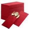 50-Pack Disposable Linen-Feel Dinner Napkins with Built-in Flatware Pocket, BRIGHT RED Prefolded Cloth Like Paper Napkins For Christmas, Dinner, Wedding Or Party [Silverware NOT Included] view 1