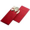 50-Pack Disposable Linen-Feel Dinner Napkins with Built-in Flatware Pocket, BRIGHT RED Prefolded Cloth Like Paper Napkins For Christmas, Dinner, Wedding Or Party [Silverware NOT Included] view 3