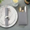 50-Pack Disposable Linen-Feel Dinner Napkins with Built-in Flatware Pocket, GRAY Prefolded Cloth Like Paper Napkins For Dinner, Wedding Or Party [Silverware NOT Included] view 4
