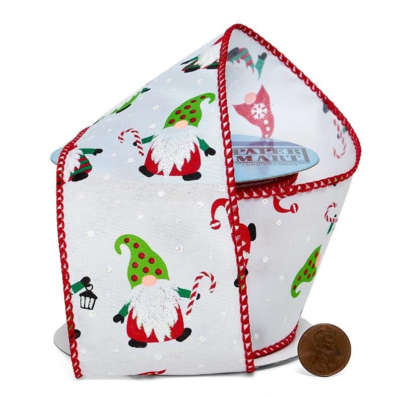 2 1/2" X 10 Yards Christmas Gnomes Wired Ribbon