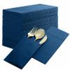 50-Pack Disposable Linen-Feel Dinner Napkins with Built-in Flatware Pocket, DARK BLUE Prefolded Cloth Like Paper Napkins For Dinner, Wedding Or Party [Silverware NOT Included] view 1