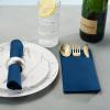 50-Pack Disposable Linen-Feel Dinner Napkins with Built-in Flatware Pocket, DARK BLUE Prefolded Cloth Like Paper Napkins For Dinner, Wedding Or Party [Silverware NOT Included] view 4