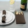 50-Pack Disposable Linen-Feel Dinner Napkins with Built-in Flatware Pocket, BROWN Prefolded Cloth Like Paper Napkins For Dinner, Wedding Or Party [Silverware NOT Included] view 4