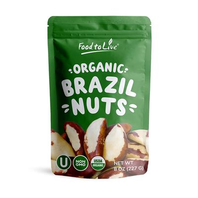 Food to Live Organic Dry Roasted Brazil Nuts with Himalayan Salt, 8 Oz Non-GMO, Oven Roasted, Lightly Salted, No Oil Added, Whole. Vegan, Kosher. High in Protein and Selenium. Keto-Friendly Snack