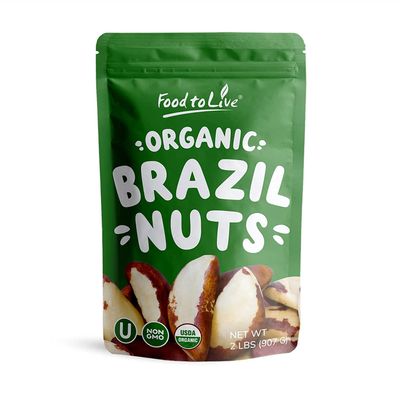 Food to Live Organic Dry Roasted Brazil Nuts with Himalayan Salt, 2 Pounds Non-GMO, Oven Roasted, Lightly Salted, No Oil Added, Whole. Vegan, Kosher. High in Protein and Selenium. Keto-Friendly Snack