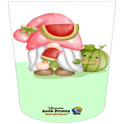 Amputee Sock "Gnome w Watermelon V1"