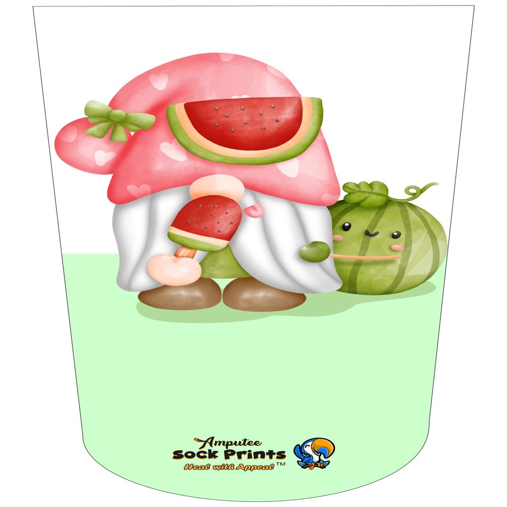 Amputee Sock "Gnome w Watermelon V1"
