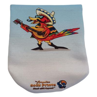 Amputee Sock"Red Parrot w Guitar V1"