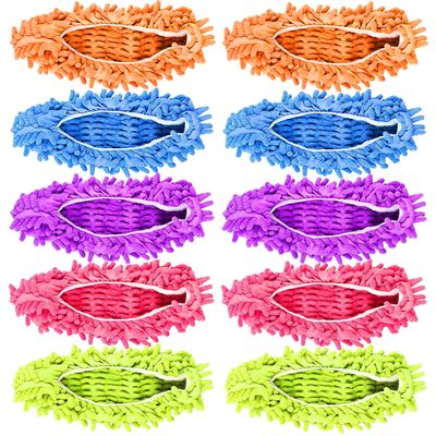 10pcs (5 Pairs) Mop Slippers Shoes Cover for Women Men Kids for Floor House Office Bathroom Kitchen Cleaning, Washable Reusable Microfiber Dust Mop Socks Foot Hair Cleaners Sweeping