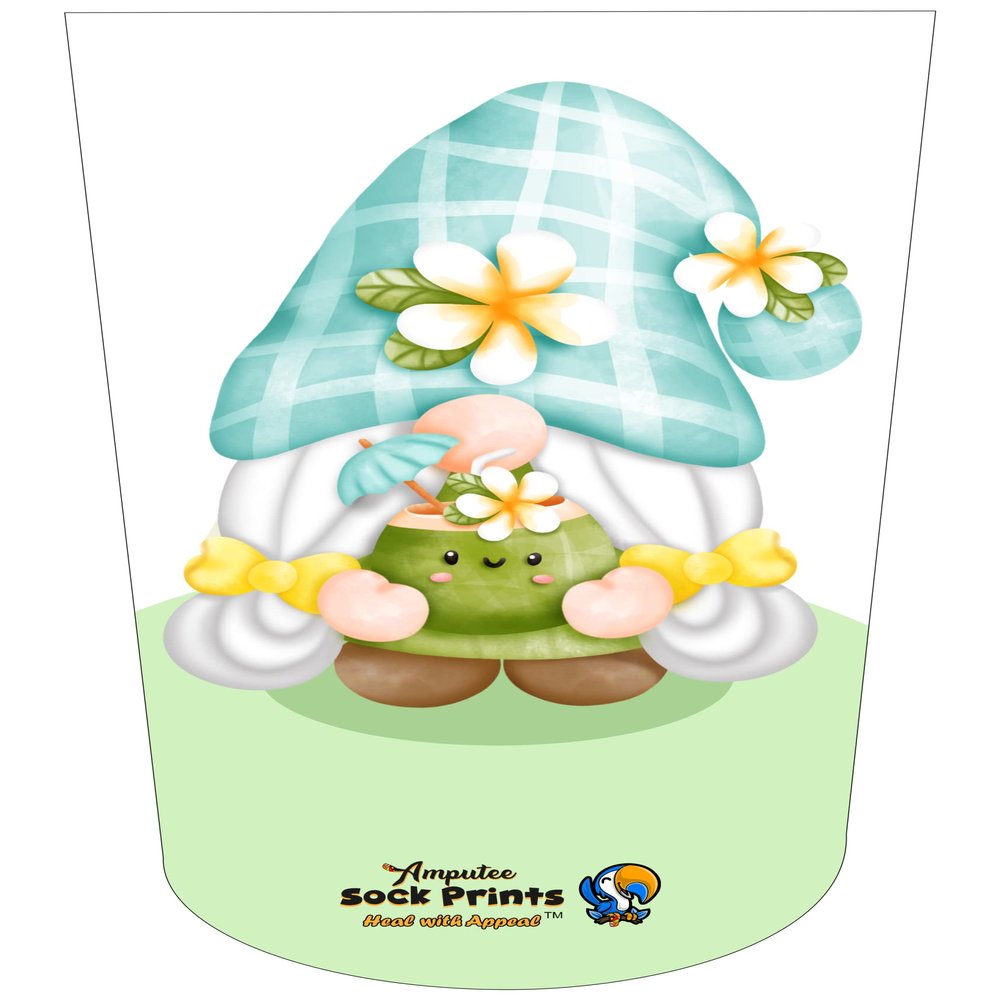 Amputee Sock "Gnome w Coconut Drink V1"