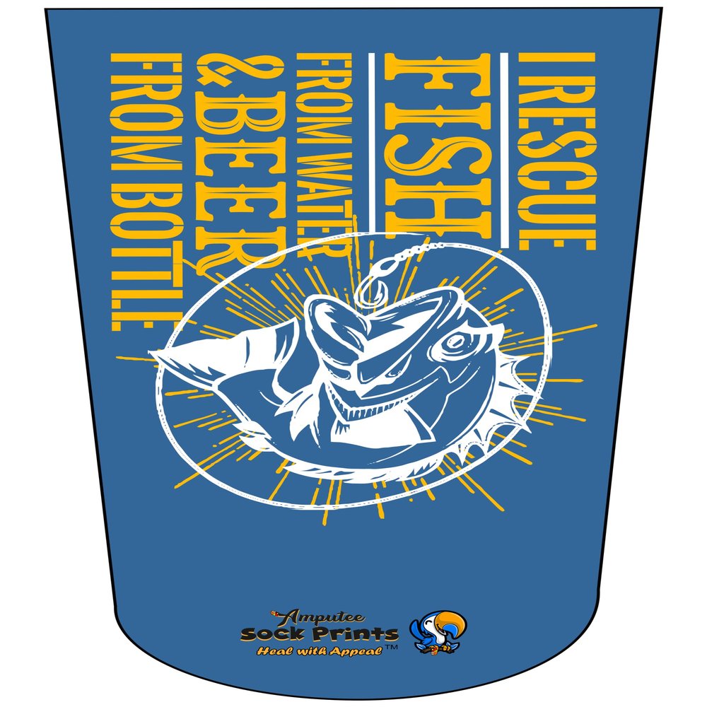 Amputee Sock"I Rescue Fish n Beer V1"