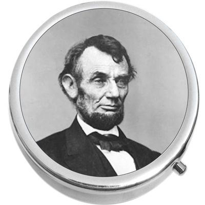 Abraham Lincoln Medicine Vitamin Compact Pill Box