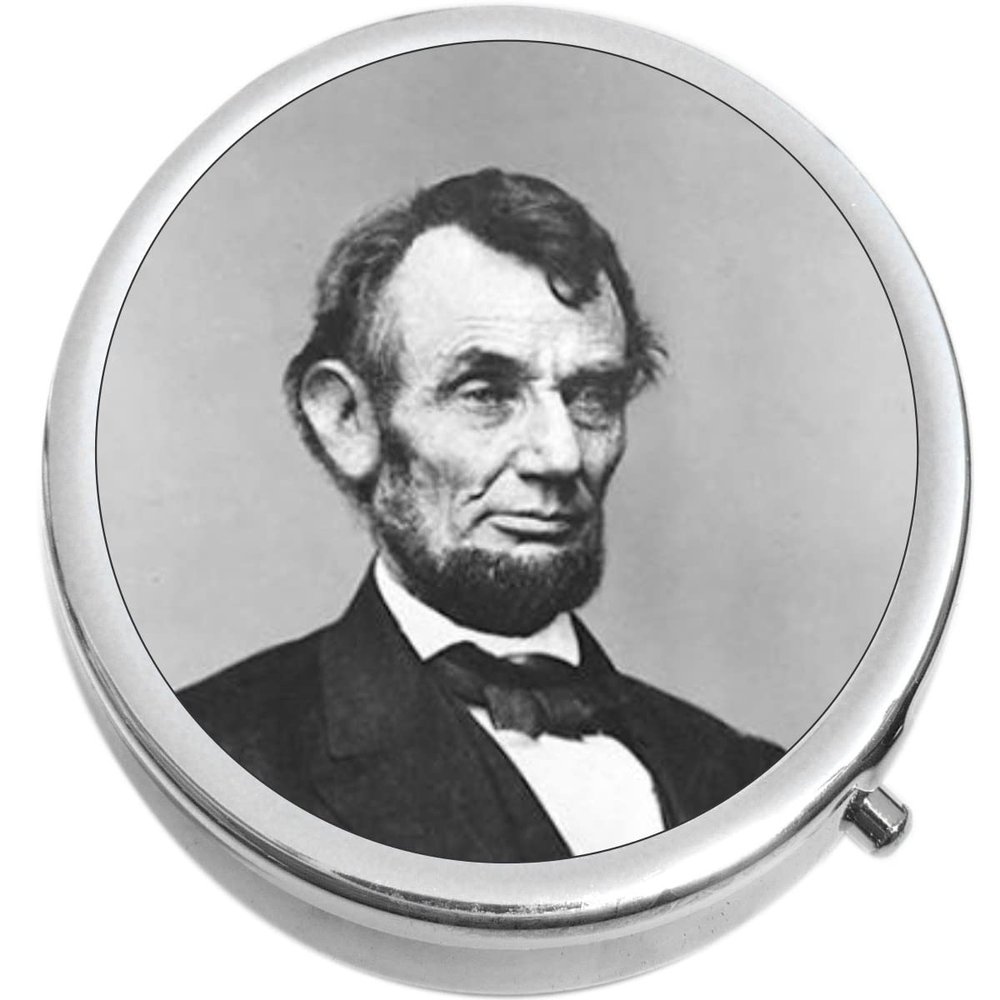 Abraham Lincoln Medicine Vitamin Compact Pill Box